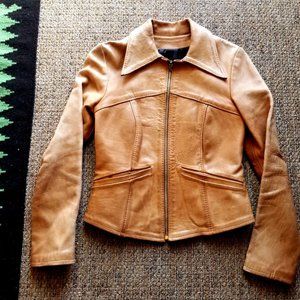 1960's Oshwahkon East West Type FITTED Hippie Leather Jacket XS